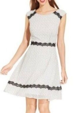 Betsey Johnson White Dress with Black Lace Trim